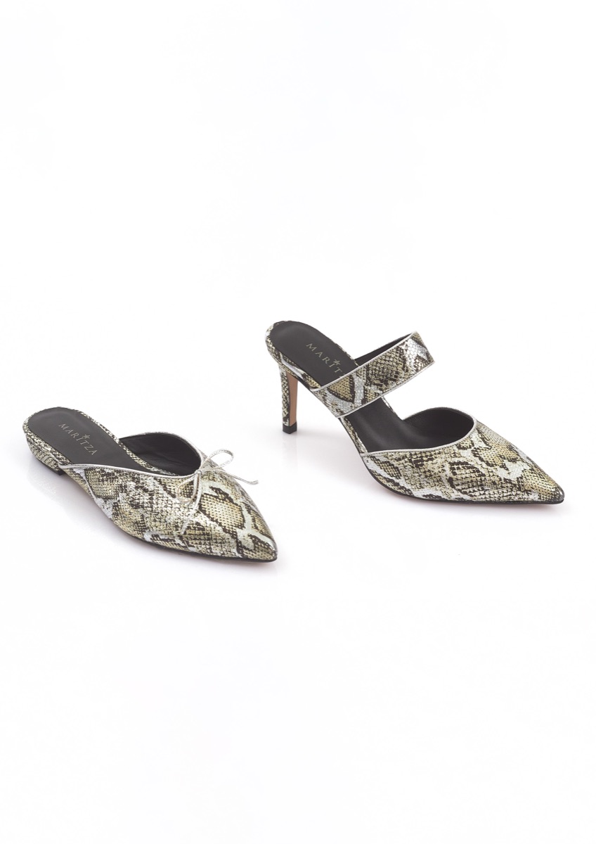 MARITZA MZ-119 snake python-print leather pointed mules