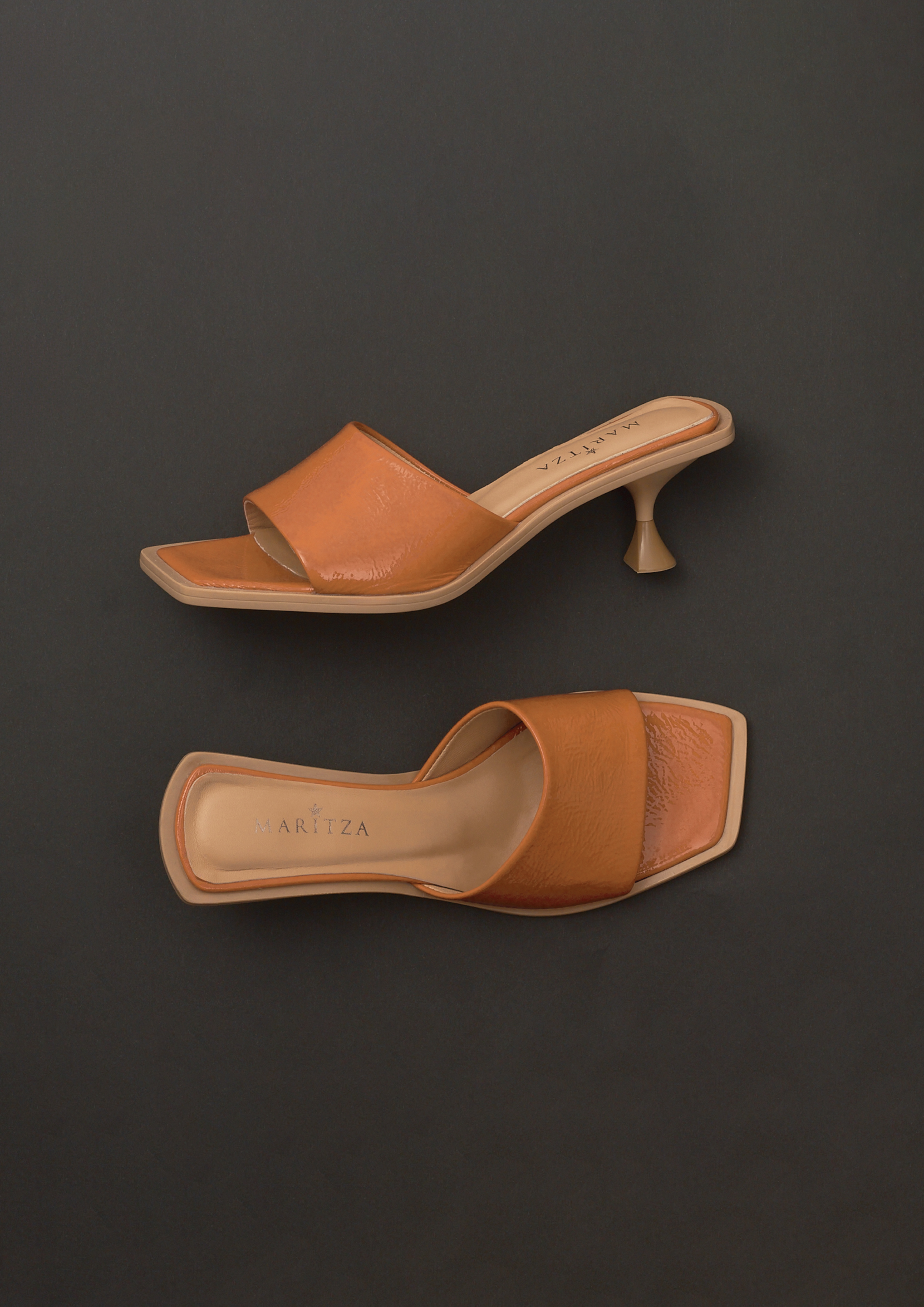 MARITZA tan leather open-toe mules - 100% handmade, 100% genuine leather